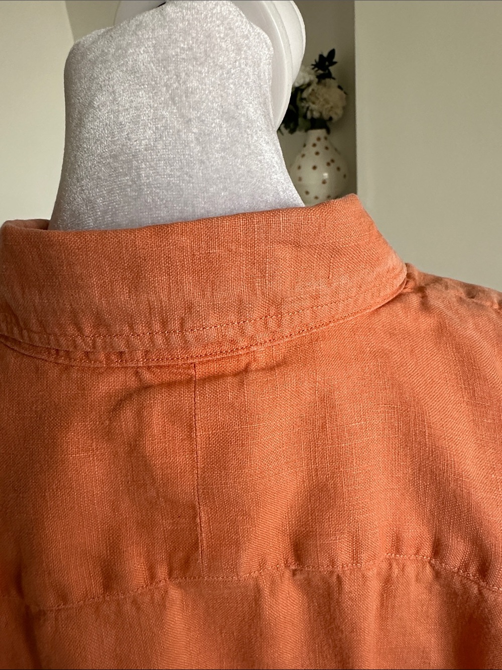 Lauren Ralph Lauren Orange Linen Button-Down Shirt - Picture 5 of 9